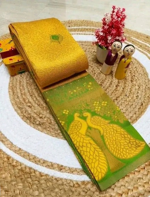 Woman's Pattu Silk Kanjivaram Style Woven Festival & Party Wear Saree with Unstitched Blouse