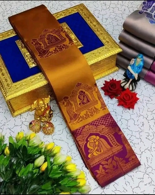 Woman's Pattu Silk Kanjivaram Style Woven Festival & Party Wear Saree with Unstitched Blouse