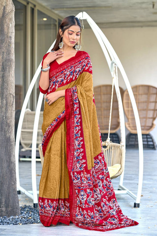 Hand Batik Printed Mulmul Cotton Saree for Woman