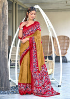 Hand Batik Printed Mulmul Cotton Saree for Woman