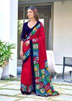 Block Pattern Printed Mulmul Cotton Saree