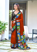 Block Pattern Printed Mulmul Cotton Saree