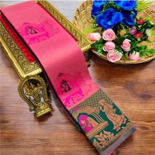 Woman's Pattu Silk Kanjivaram Style Woven Festival & Party Wear Saree with Unstitched Blouse