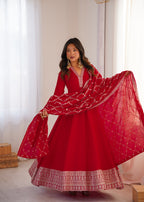 Premium Vichitra Silk Anarkali Gown with Dupatta