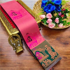 Woman's Pattu Silk Kanjivaram Style Woven Festival & Party Wear Saree with Unstitched Blouse