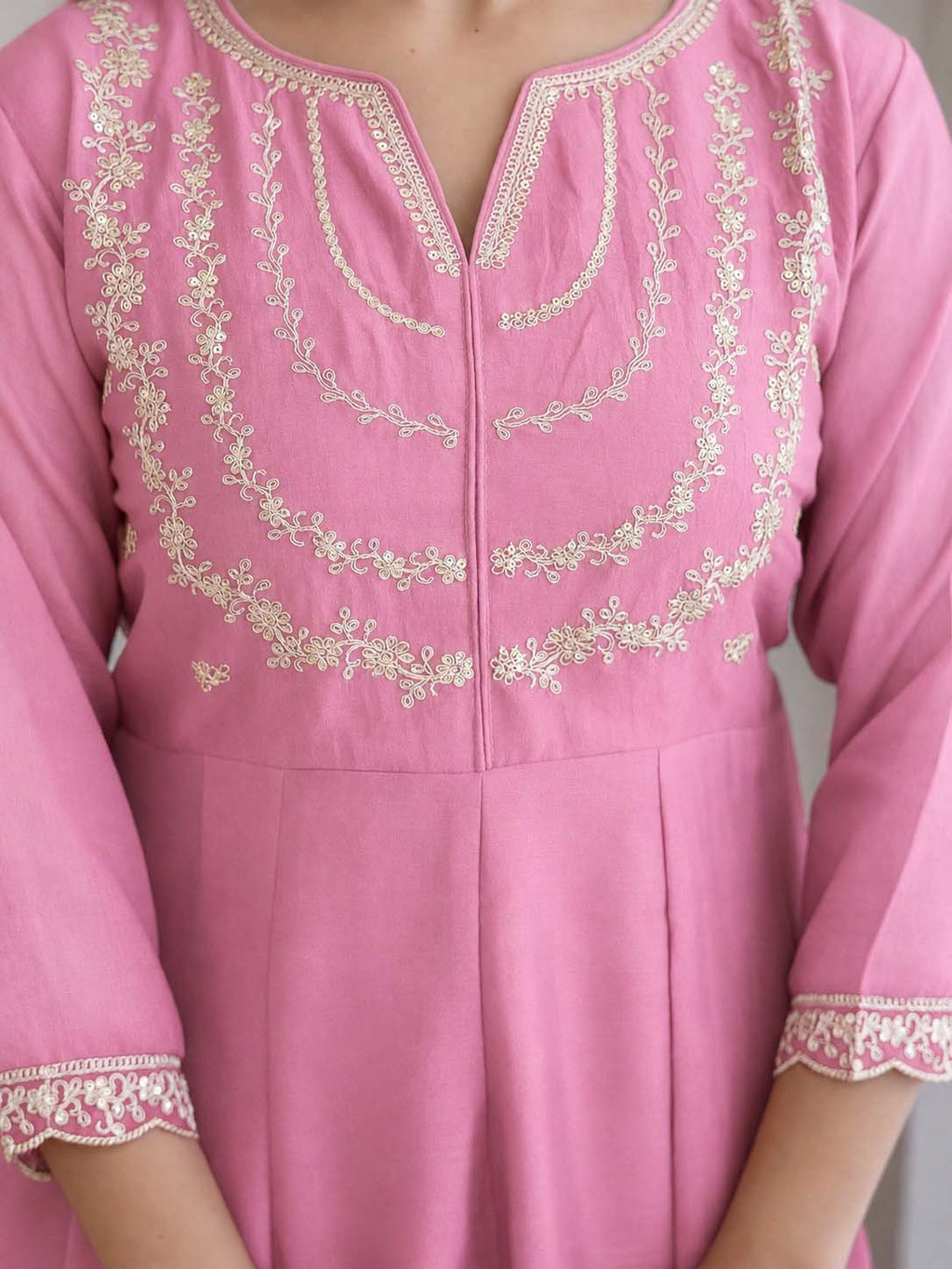 Embroidery Vichitra Silk Anarkali Kurta Pant Set With Dupatta