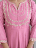 Embroidery Vichitra Silk Anarkali Kurta Pant Set With Dupatta
