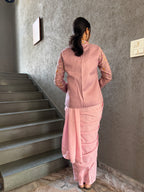 Heavy Chinon Jacket Saree With Blouse and Cording Embroidered Work