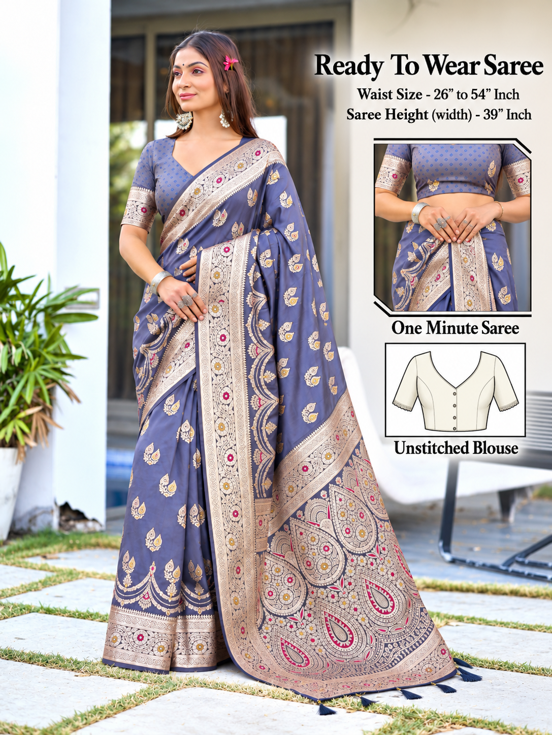 Ready to Wear Pathni Woven Pure Silk Saree