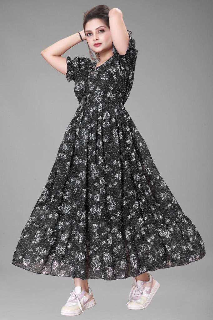 Elegant Georgette Maroon Fit and Flare Dress for Women