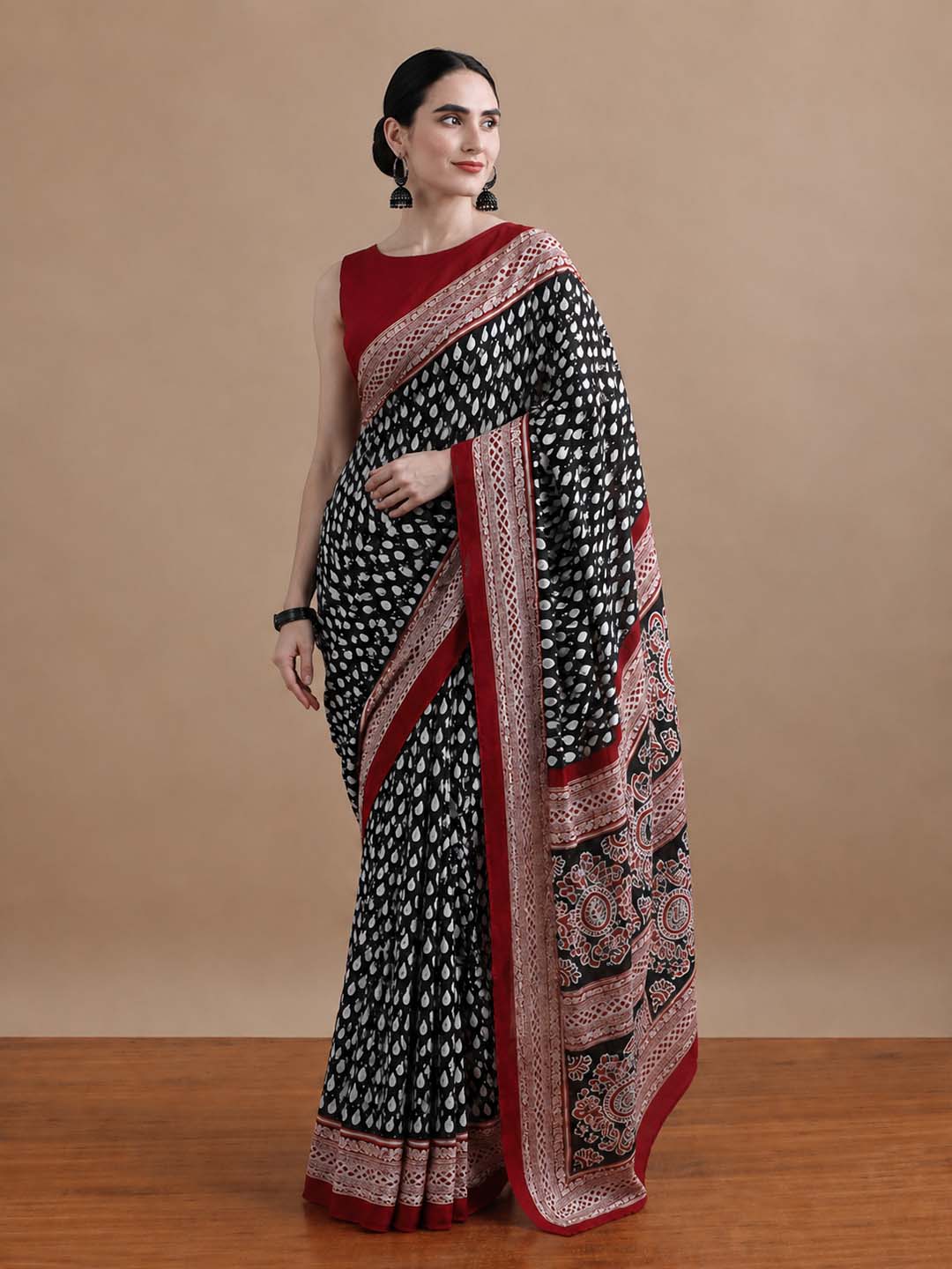 Ready to Wear Jaipuri Mul Cotton Geometric Printed Saree for Women
