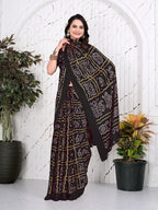 Bandhani Printed Satin Silk Saree for Party Look