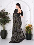 Bandhani Printed Satin Silk Saree for Party Look