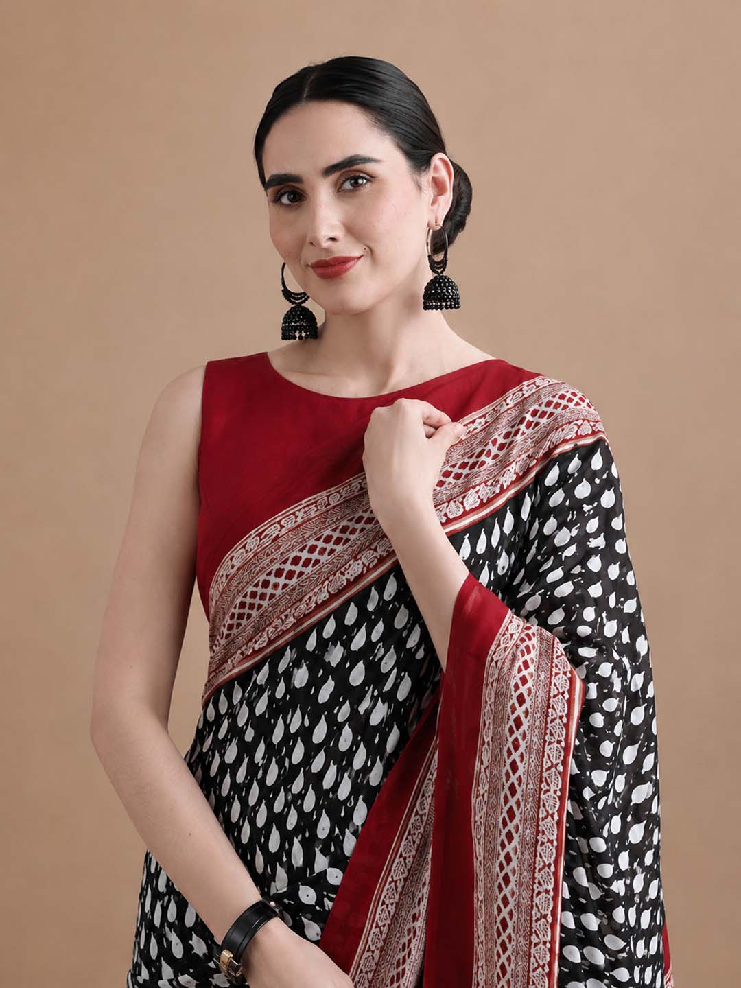 Ready to Wear Jaipuri Mul Cotton Geometric Printed Saree for Women