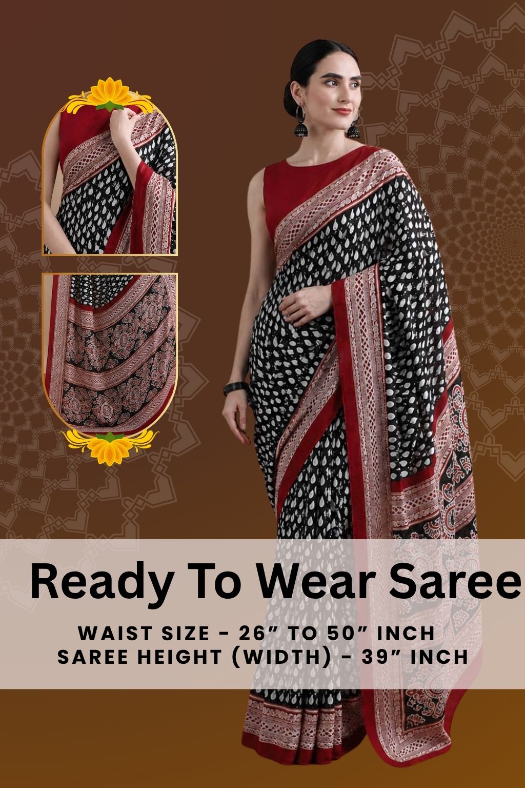 Ready to Wear Jaipuri Mul Cotton Geometric Printed Saree for Women