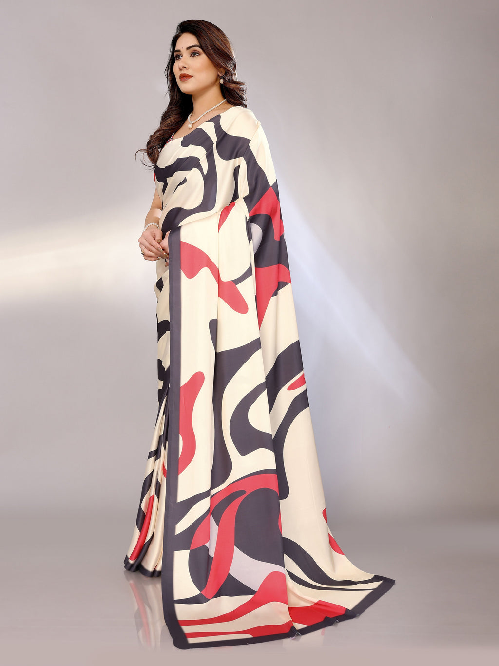 Abstract Print Crepe Silk Saree for Party Wear
