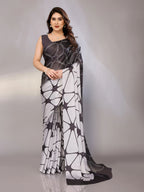 Abstract Print Crepe Silk Saree for Party Wear
