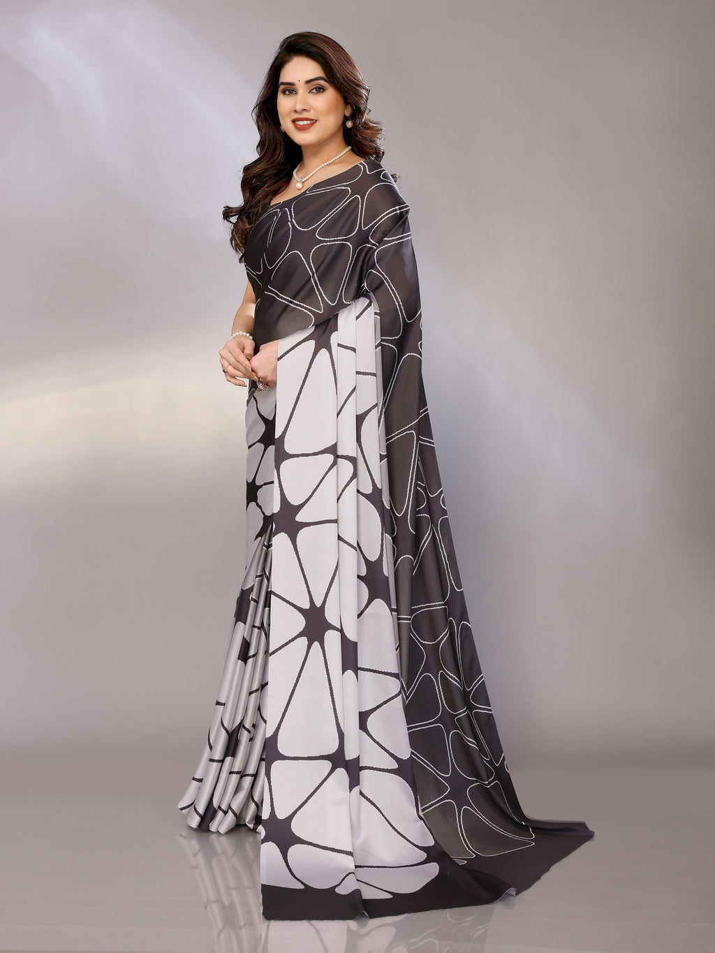Abstract Print Crepe Silk Saree for Party Wear
