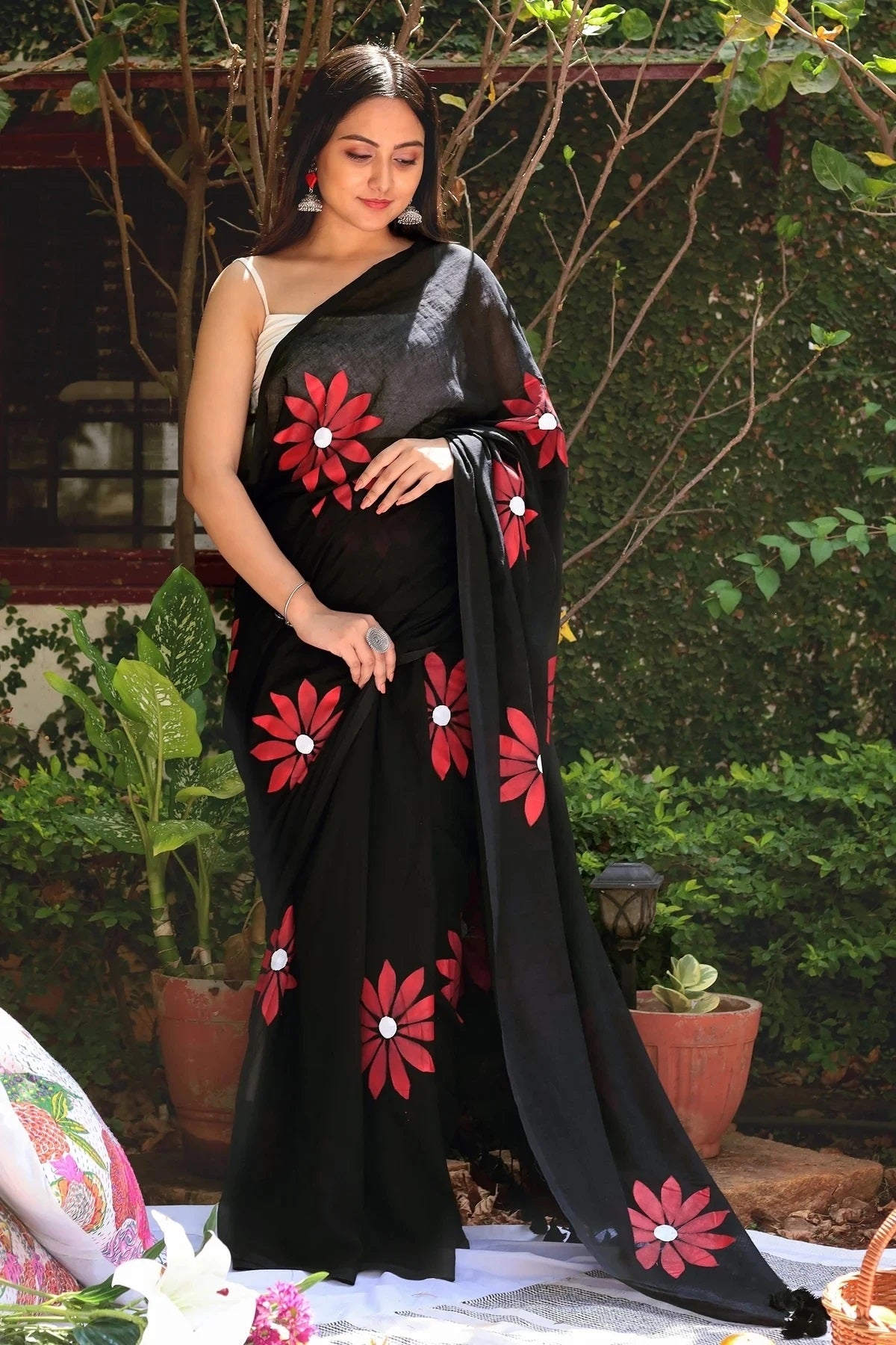 Floral Print Handloom Pure Cotton Saree