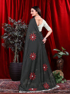 Ready To Wear Floral Print Handloom Pure Linen Saree