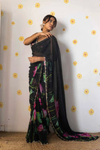 Soft Tabi Organza Floral Saree with Khatali Cut Dana & Moti Work