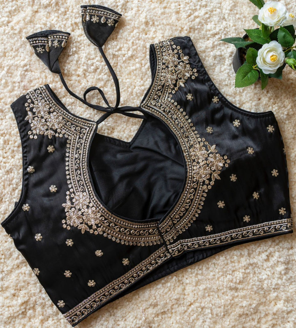 Jimmy Choo Fabric Sequin Embroidered V-Neck Blouse with Tussels