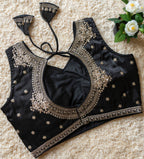 Jimmy Choo Fabric Sequin Embroidered V-Neck Blouse with Tussels