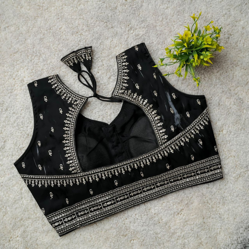 Readymade Jimmy Choo Fabric Embroidered Blouse with Front Hook & Back Tussels