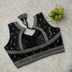 Readymade Jimmy Choo Fabric Embroidered Blouse with Front Hook & Back Tussels