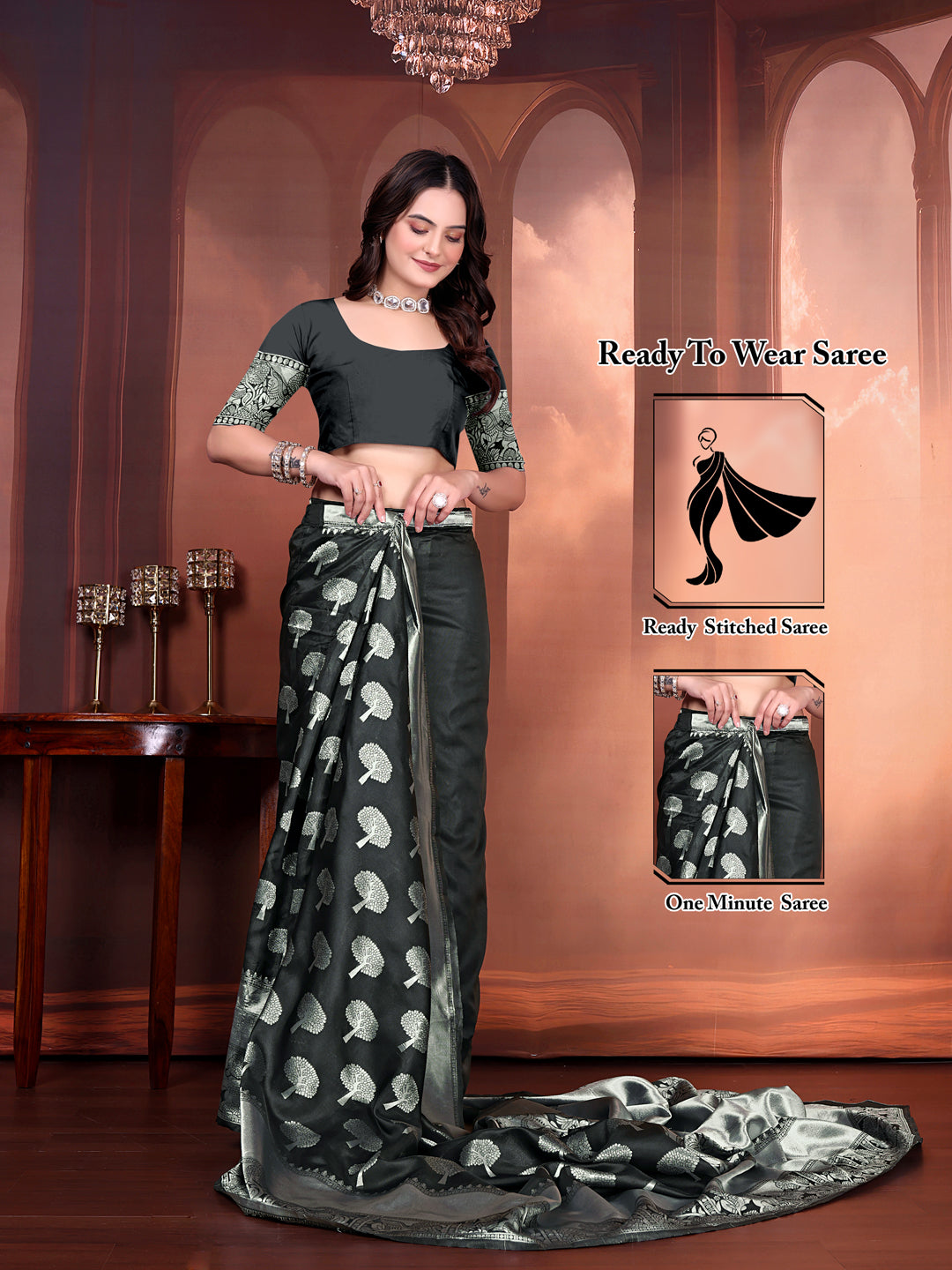 Ready to Wear Jacquard Pure Silk Saree