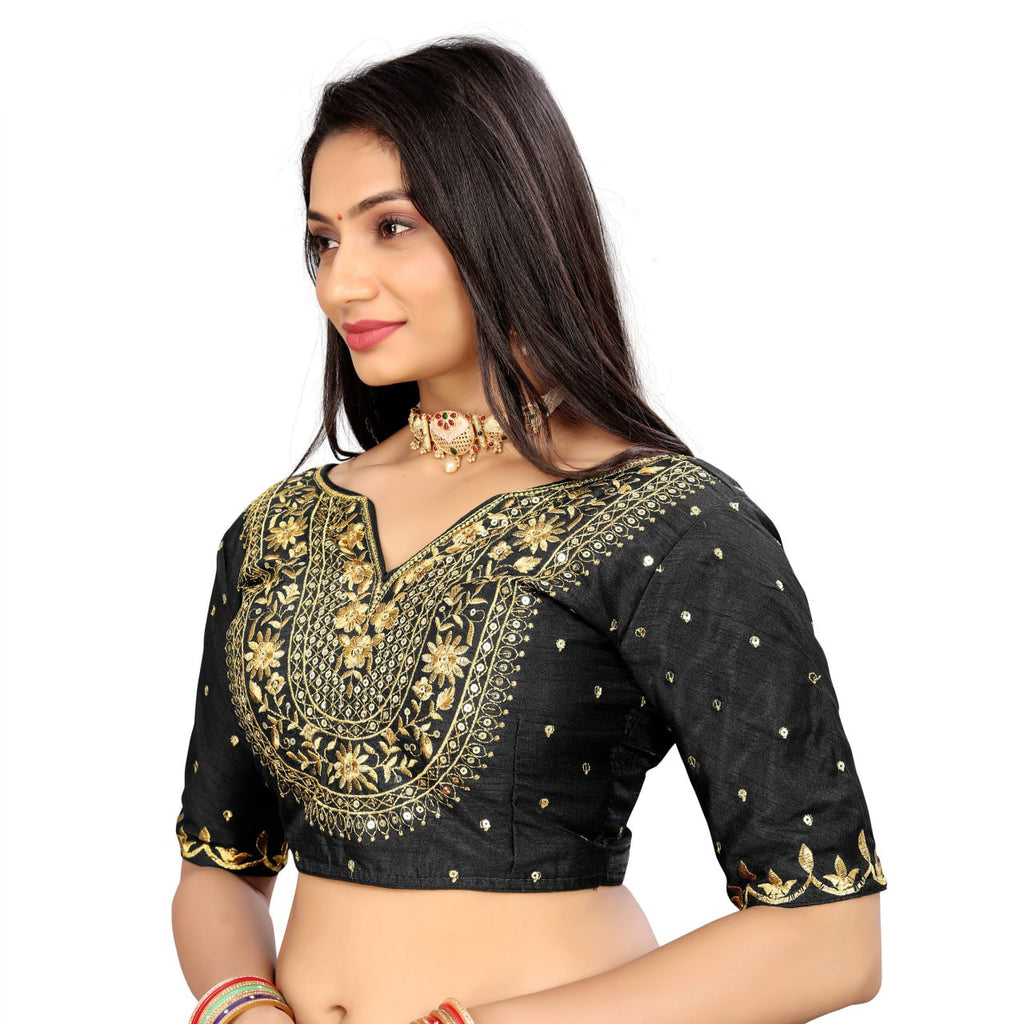 Vichitra Silk Embroidered Blouse