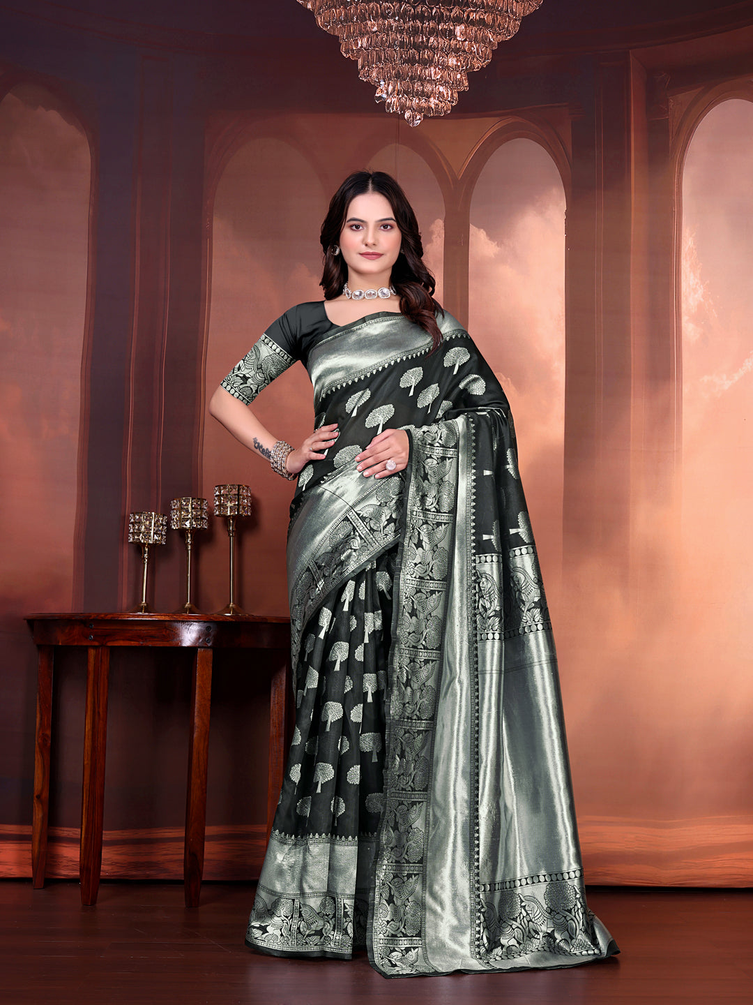 Ready to Wear Jacquard Pure Silk Saree