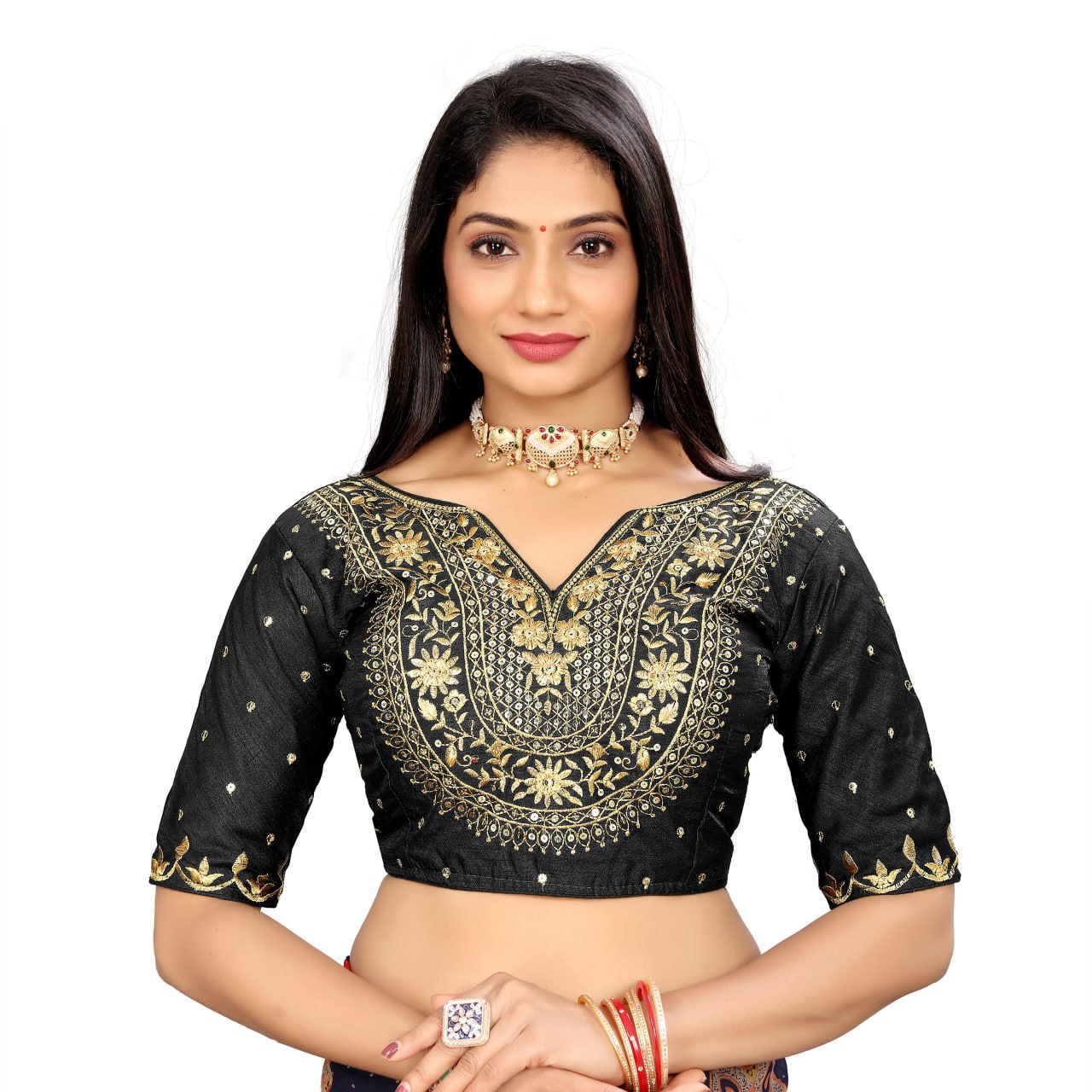 Vichitra Silk Embroidered Blouse