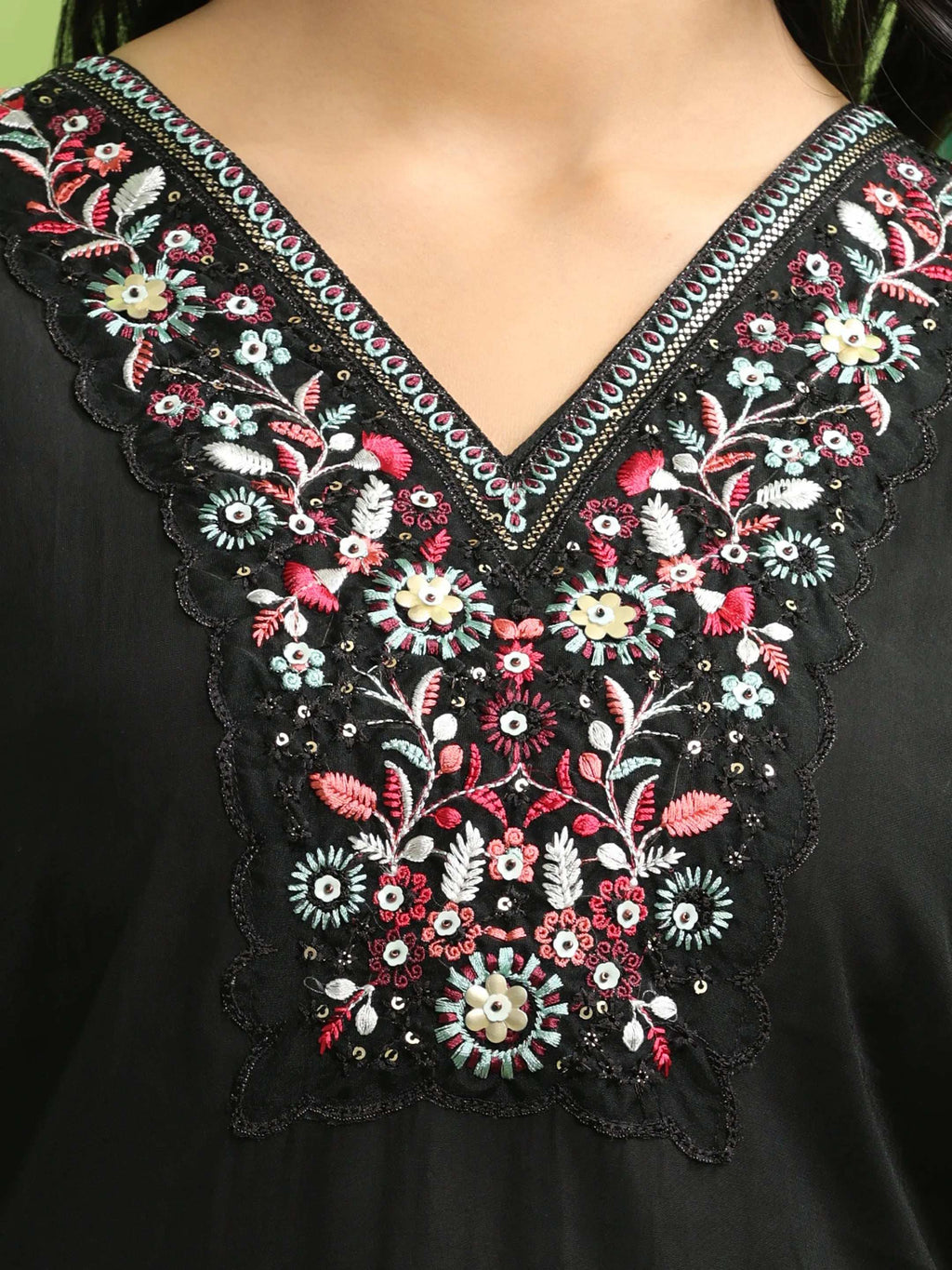 Roman Silk Embroidery Hand Work Kurta Pant Set With Dupatta