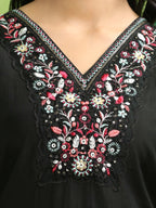Roman Silk Embroidery Hand Work Kurta Pant Set With Dupatta