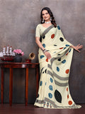Crepe Silk Casual Wear Cream Color Saree - Pionex Fab