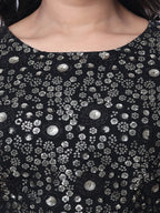Georgette Floral Embroidered Sequined Crop Top with Palazzo