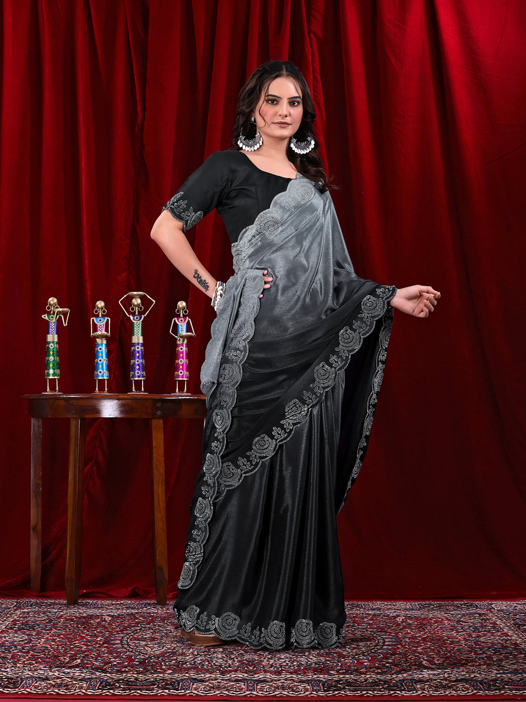 Chinon Shaded Saree with Siroski Diamond Work