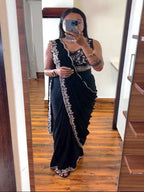 Embroidery Cording Work Ready To Wear Saree