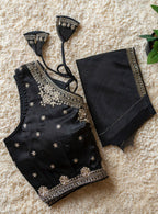 Jimmy Choo Fabric Sequin Embroidered V-Neck Blouse with Tussels