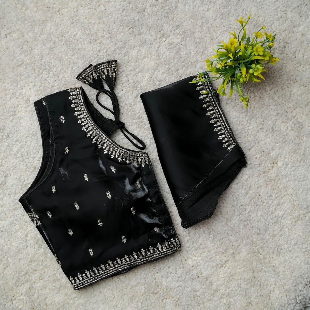 Readymade Jimmy Choo Fabric Embroidered Blouse with Front Hook & Back Tussels