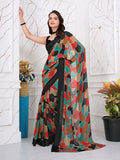 Instant Glam: Pre-Pleated Chiffon & Satin Patta Saree - Pionex Fab