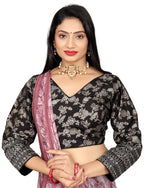 Pure Dola Silk Jacquard Embroidered Blouse