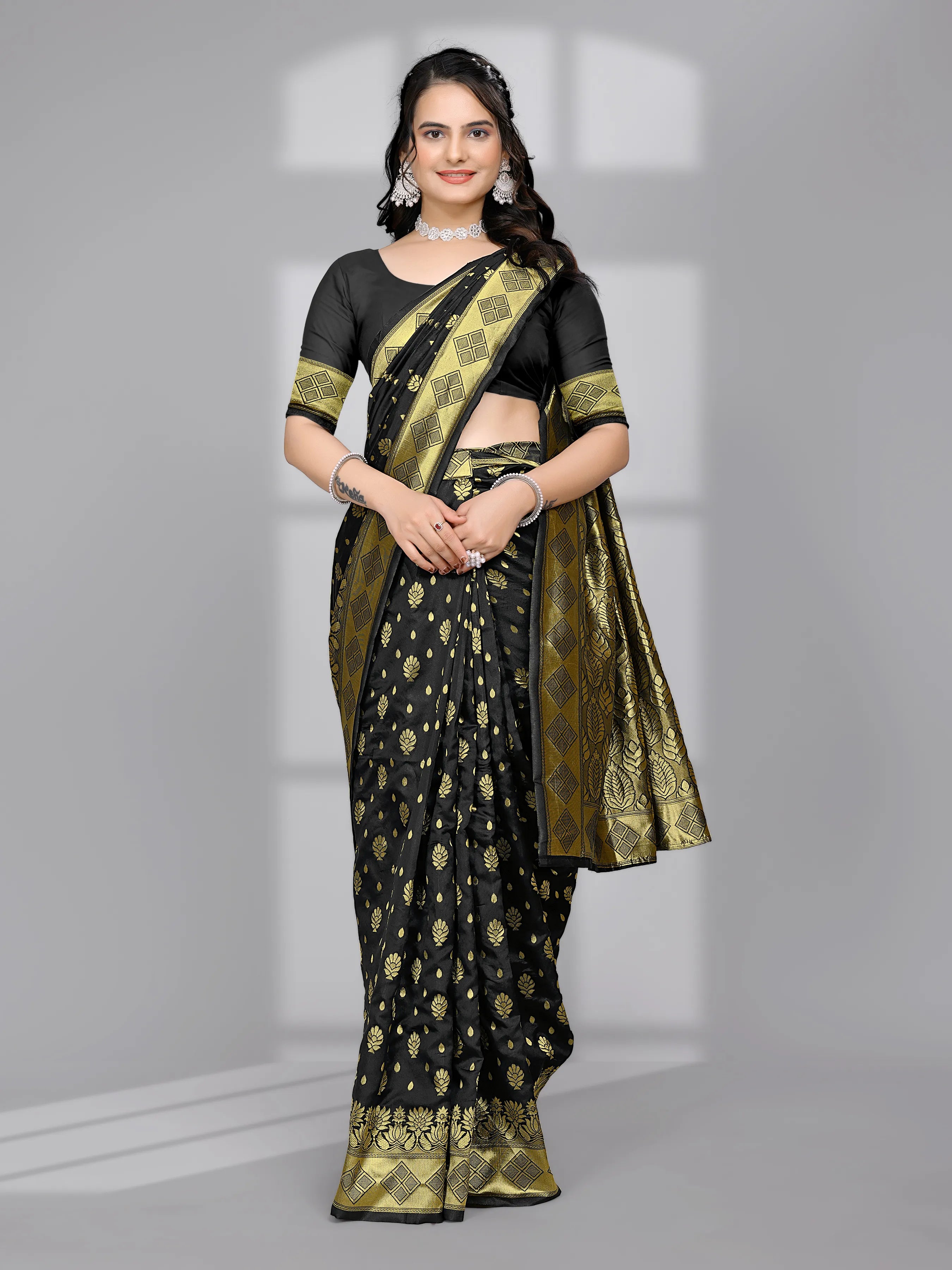 Ready to Wear Woven Banarasi Jacquard Pure Silk Saree
