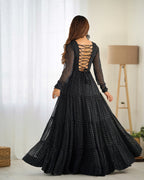 Pure Soft Fox Georgette Laheriya Print Fully Flared Anarkali Gown