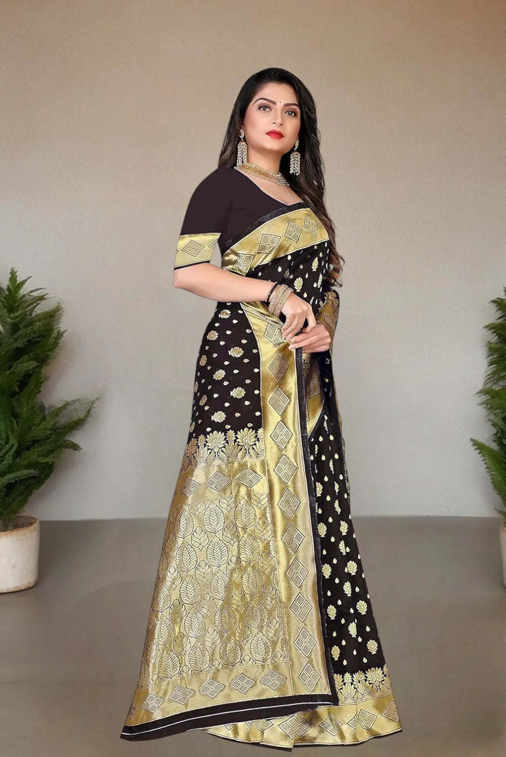 Pionex Woven Kanjivaram Jacquard Pure Silk Saree