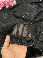 Net Saree With All Over Arco Bordar And Sequence Work