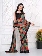 Instant Glam: Pre-Pleated Chiffon & Satin Patta Saree