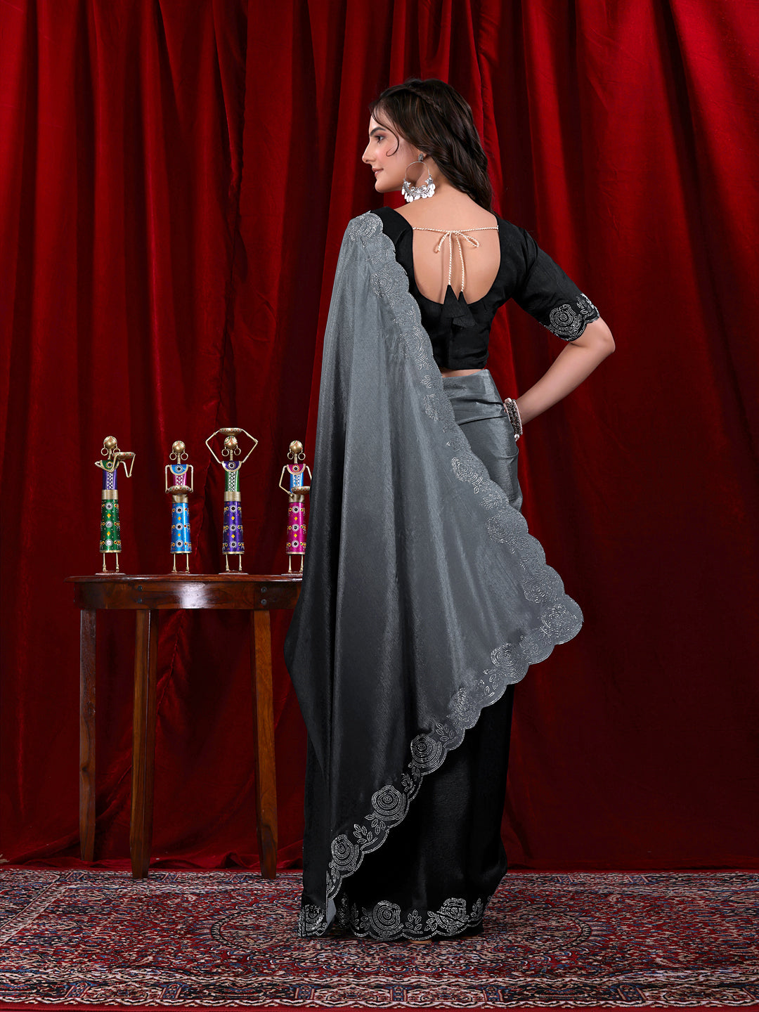 Chinon Shaded Saree with Siroski Diamond Work