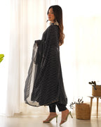 Women Leheriya Printed Georgette Anarkali Kurta Set